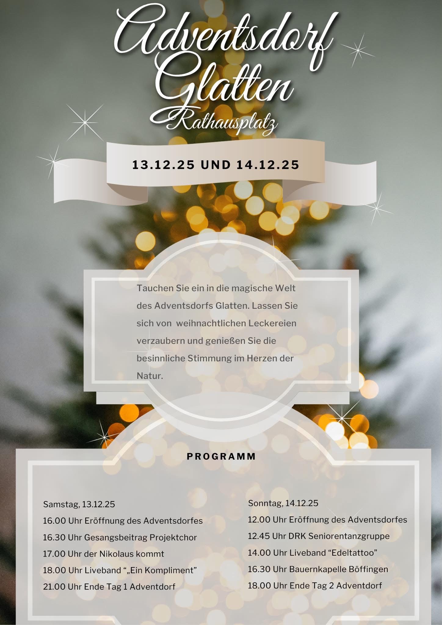 Du betrachtest gerade Einladung zum Adventsdorf Glatten